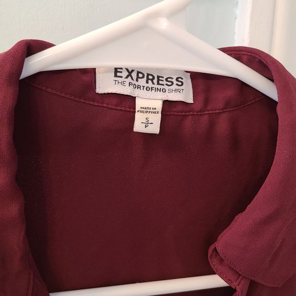 Express Portofino Burgundy Button Down Dress Shirt - Picture 3 of 3
